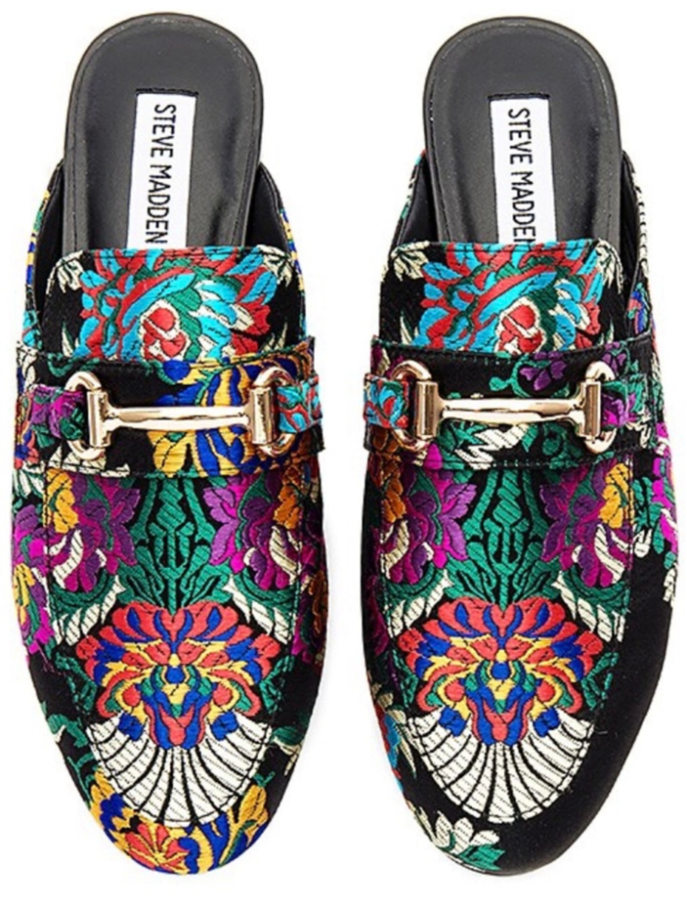 Women's Steve Madden Kandi Floral Mules Size 10 Black Multicolor